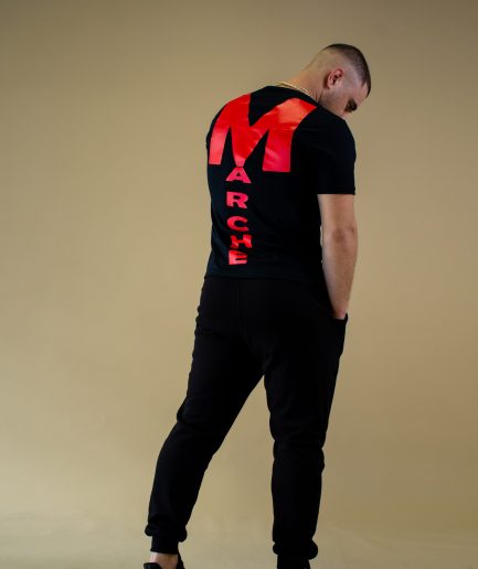 Black t-shirt (red logo printed)