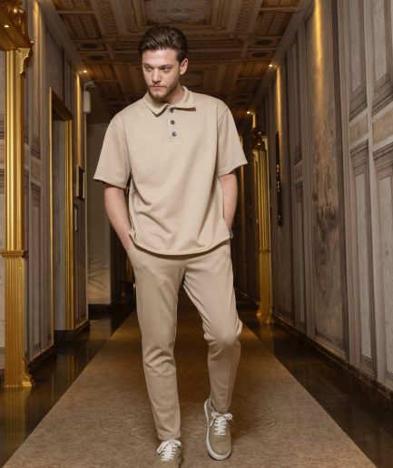 French beige collar outfit